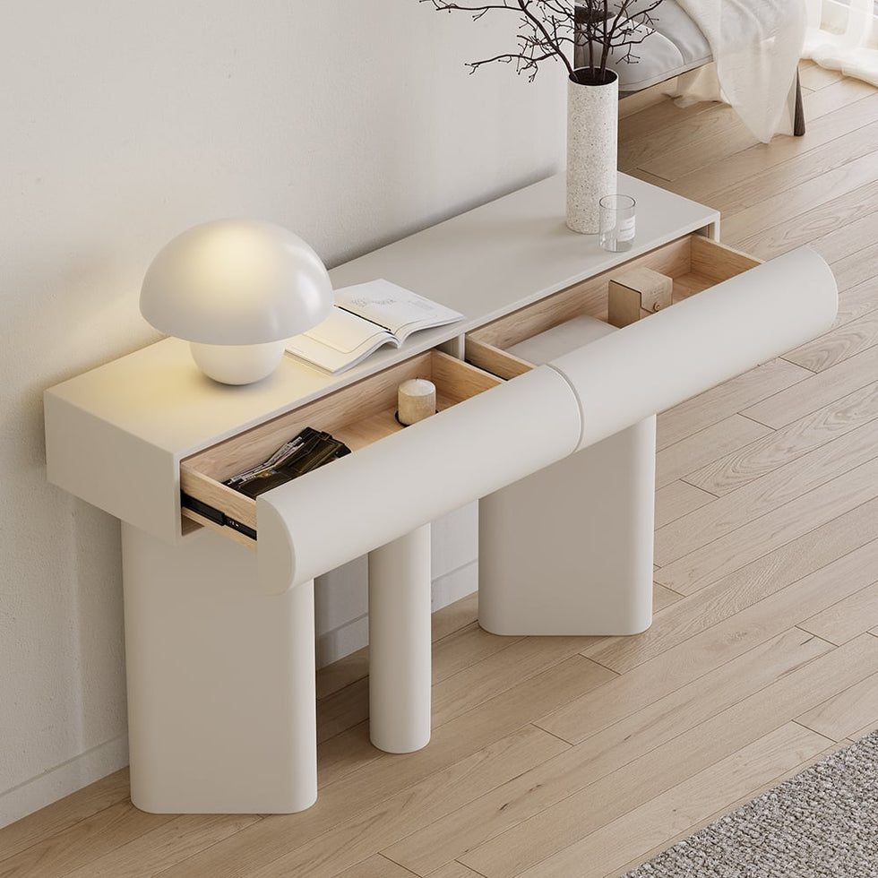 HMR - Humply 48" Modern Faux Leather Console Table with Storage Entryway Table