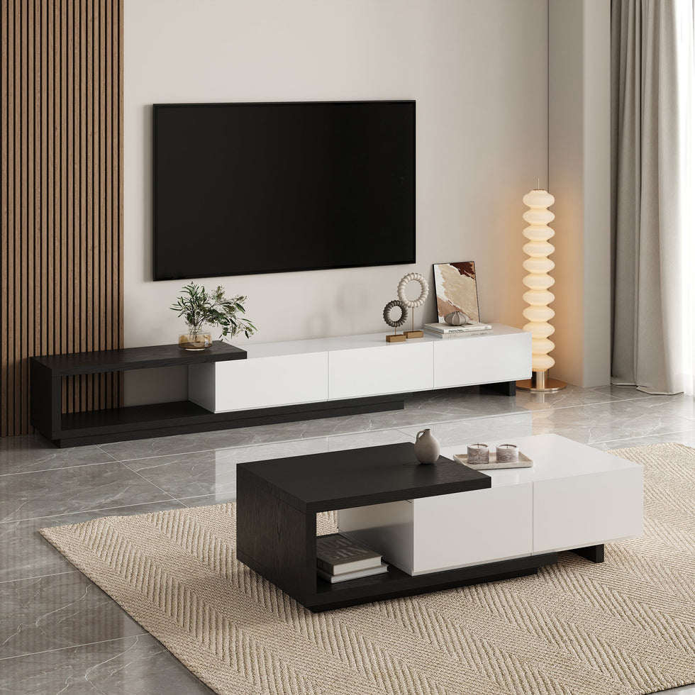 HMR - Quoint Extendable TV Stand & Coffee Table Set