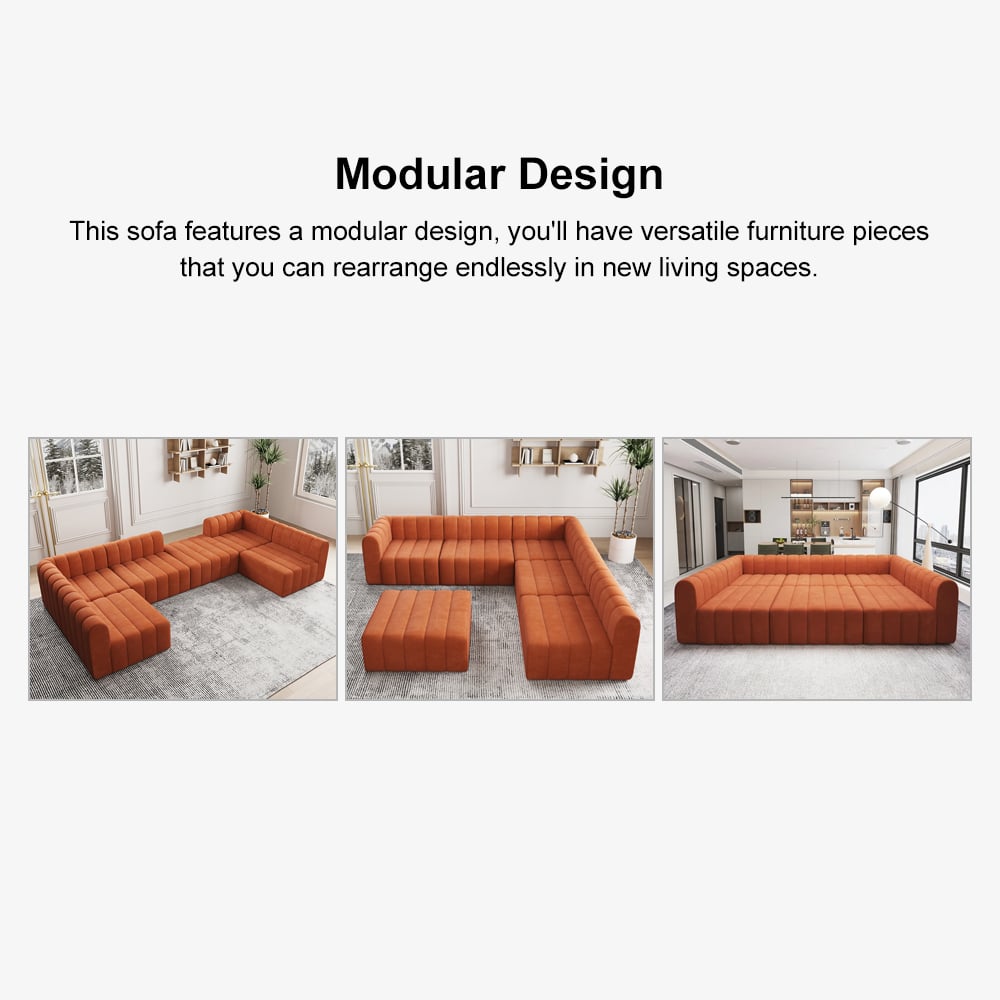 HMR - 118.9" Modular Pit Sectional Sofa Set Convertible 6-Seater