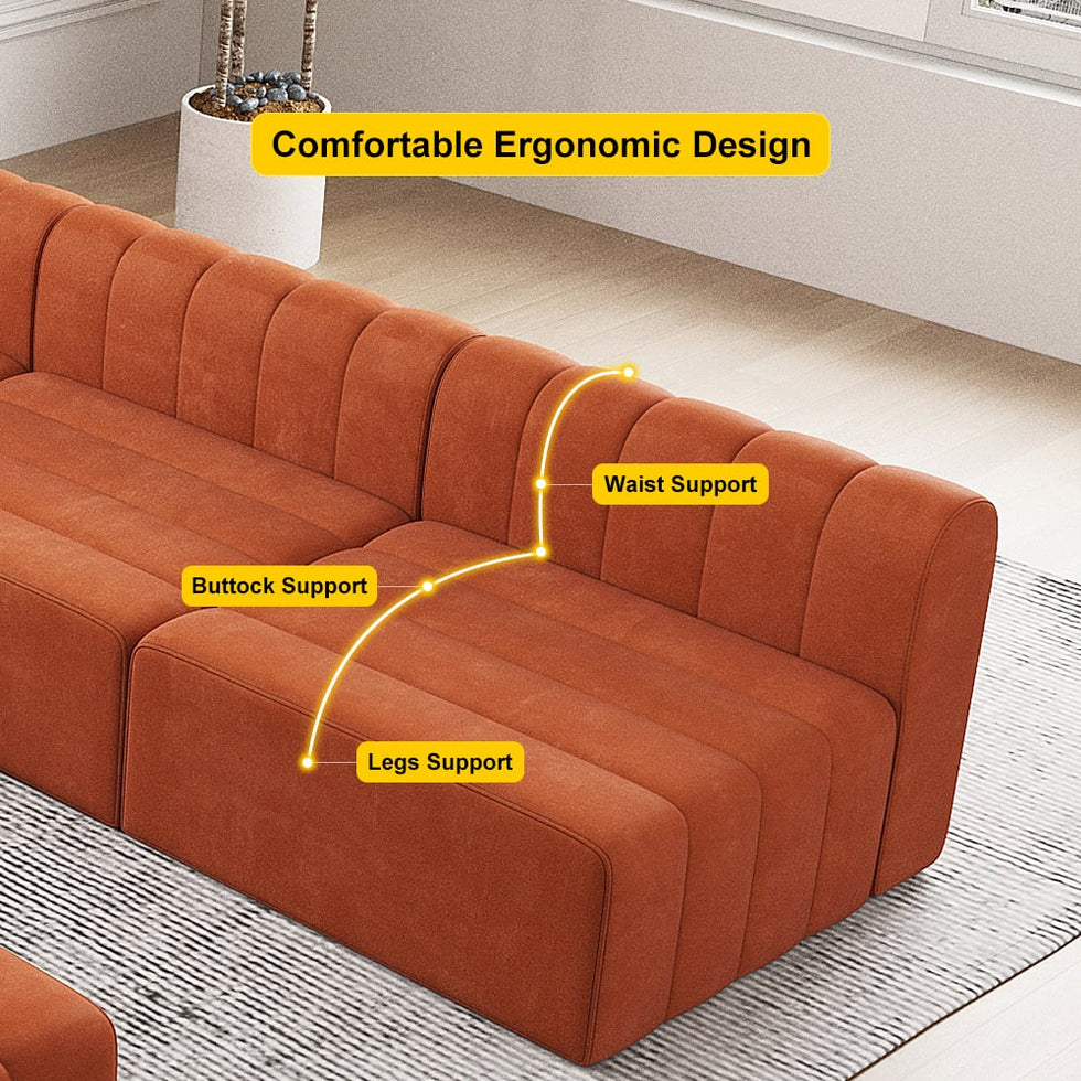 HMR - 118.9" Modular Pit Sectional Sofa Set Convertible 6-Seater