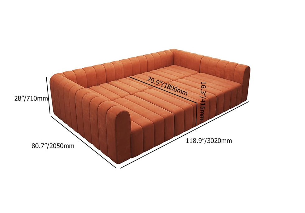 HMR - 118.9" Modular Pit Sectional Sofa Set Convertible 6-Seater