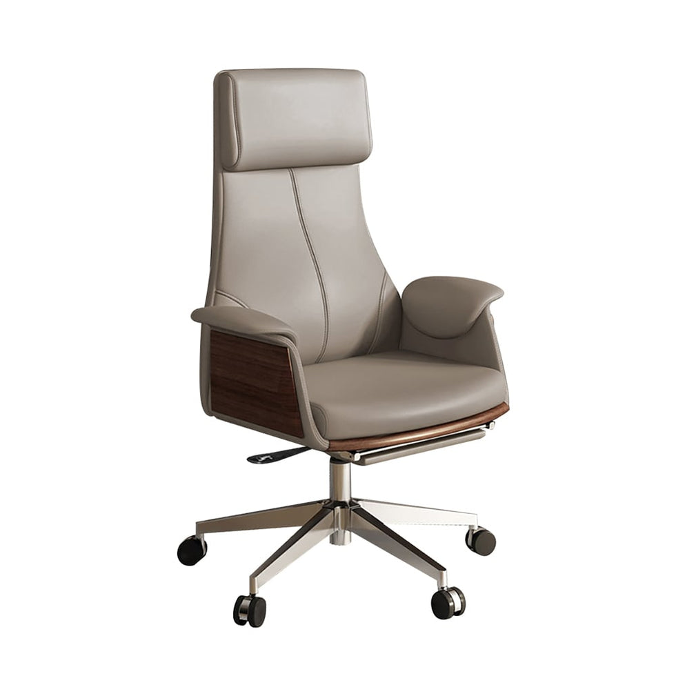 HMR - 71.5" Modern Standing L-Shape Desk & Reclining Leather Office Desk Chair