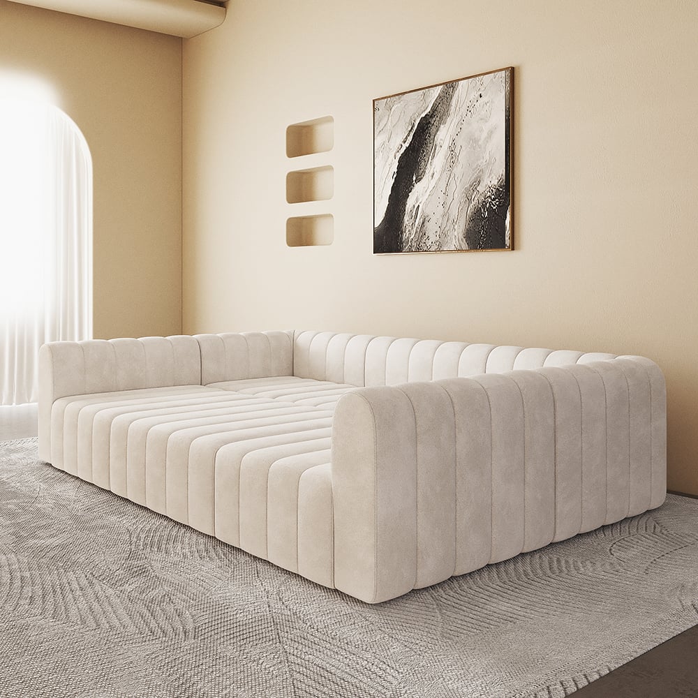 HMR - 118.9" Modular Pit Sectional Sofa Set Convertible 6-Seater