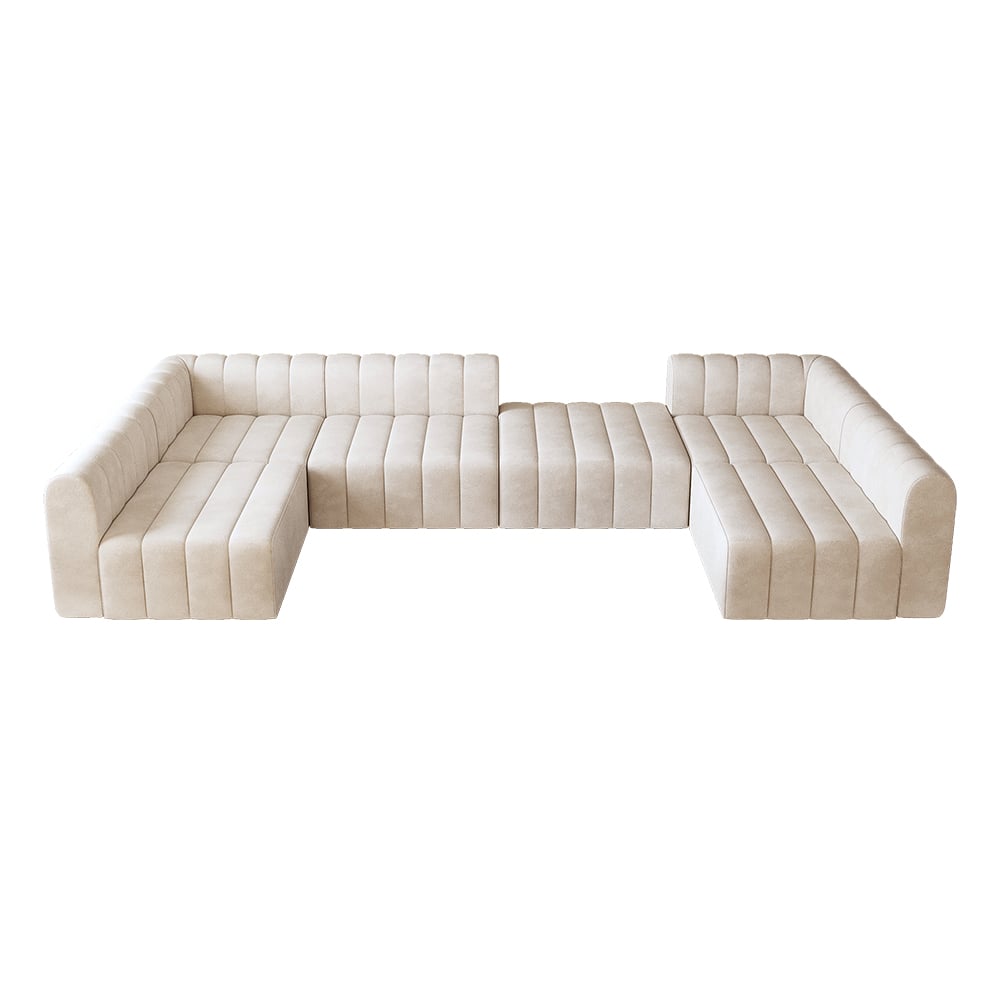 HMR - 118.9" Modular Pit Sectional Sofa Set Convertible 6-Seater