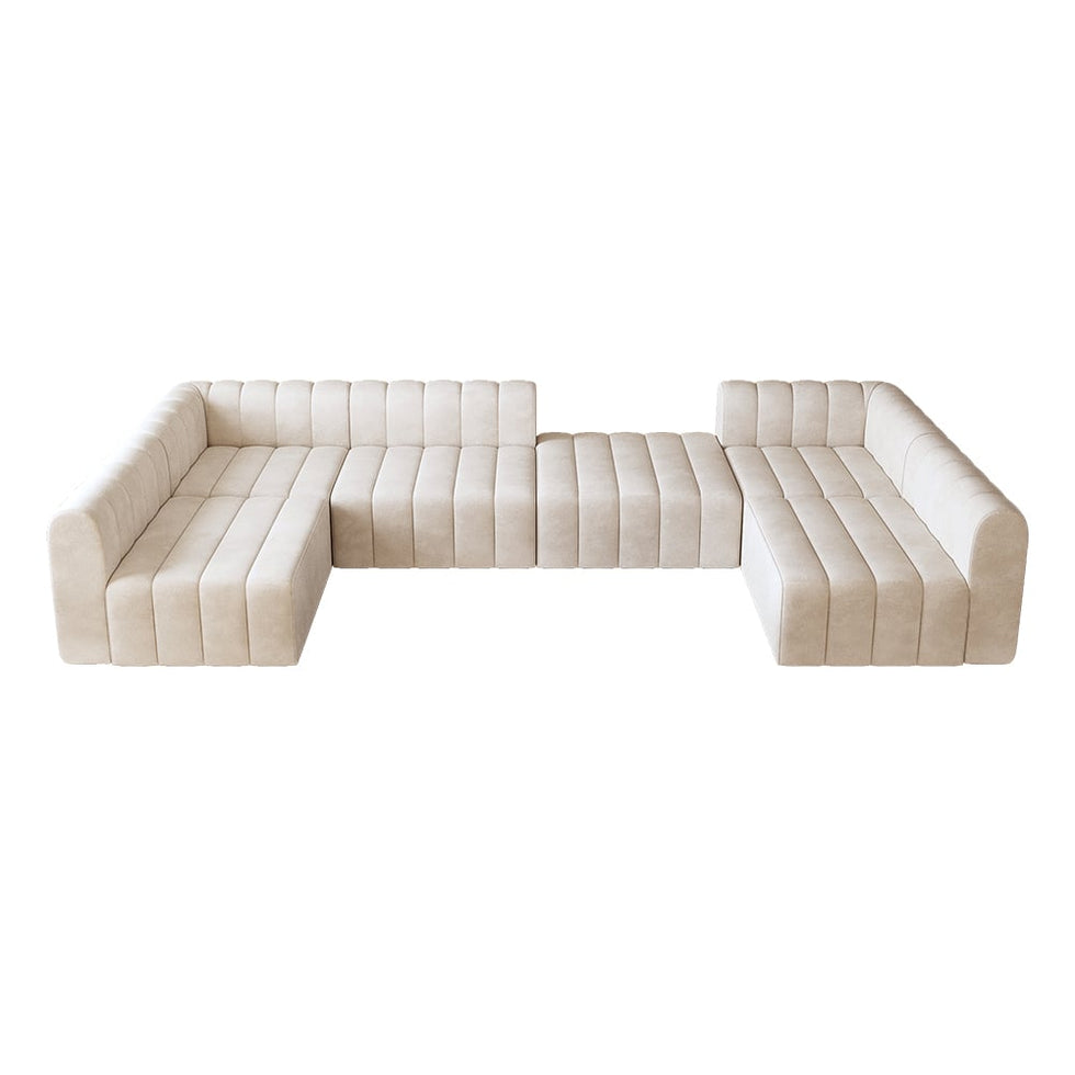 HMR - 118.9" Modular Pit Sectional Sofa Set Convertible 6-Seater