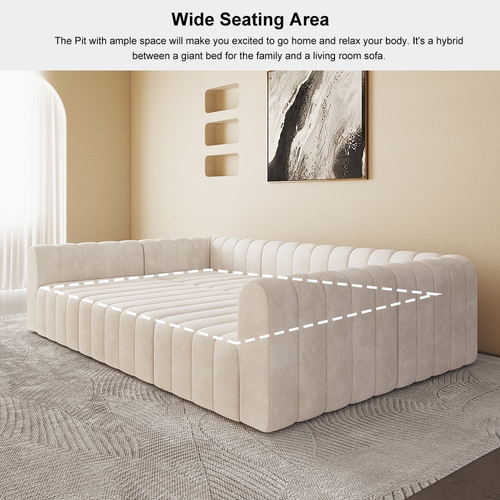 HMR - 118.9" Modular Pit Sectional Sofa Set Convertible 6-Seater