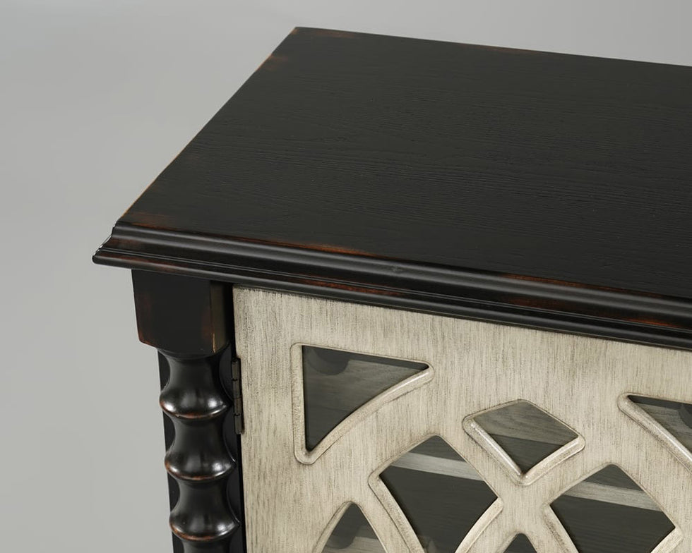 HMR - Traditional Black Bar Wine Rack Cabinet with Wine Holder Wood Home Bar Cabinet