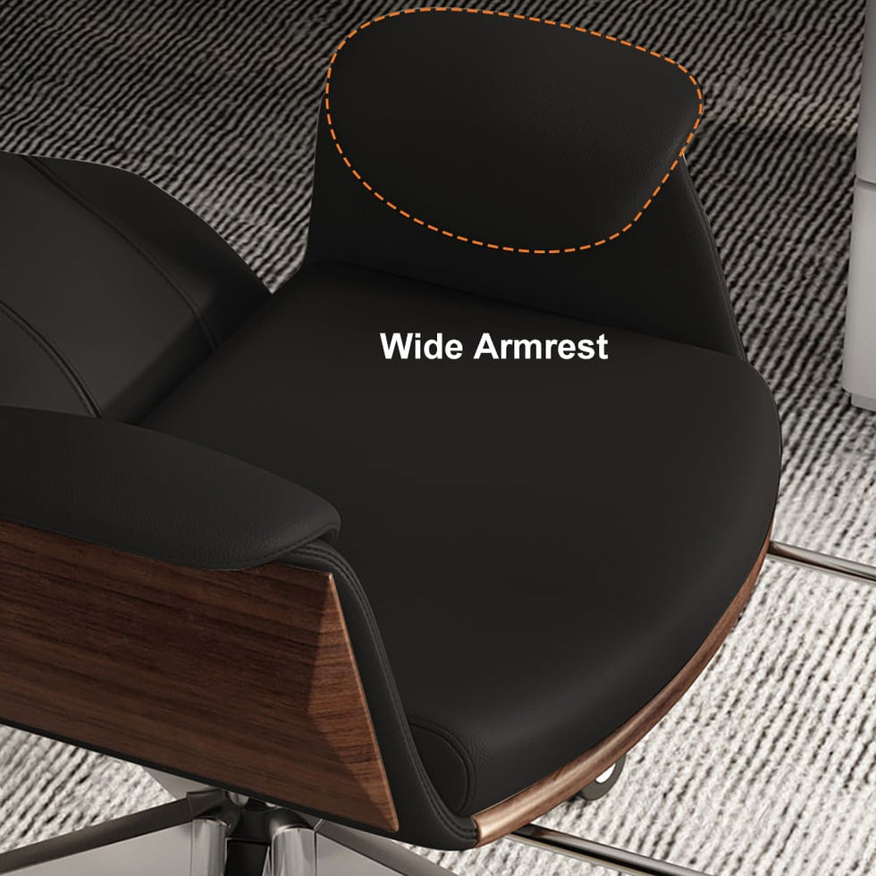HMR - 64.2" Wooden Writing Desk & Reclining Leather Office Desk Chair Set