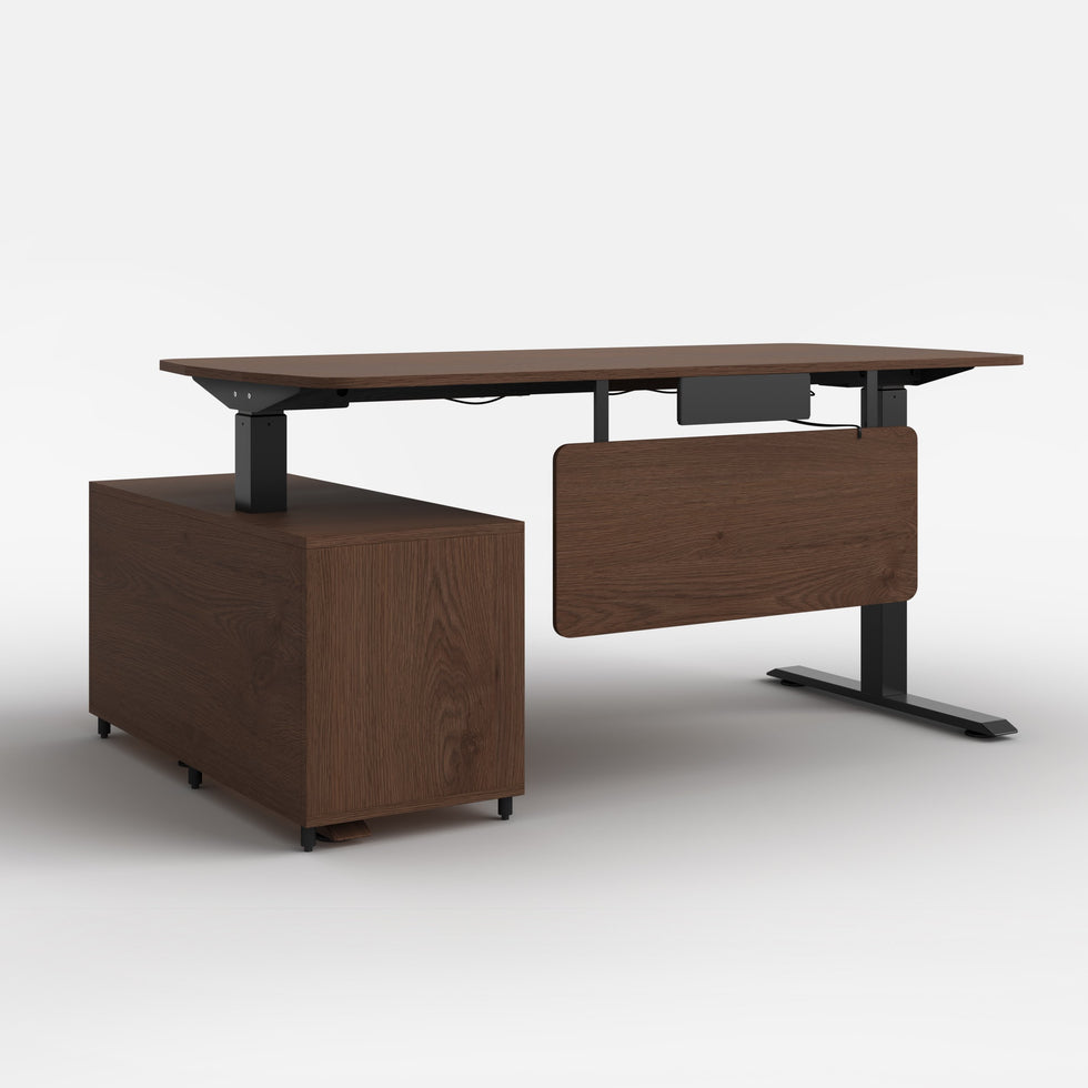 HMR - Modern L-Desk Adjustable Electric Standing Desk & Office Chair Set