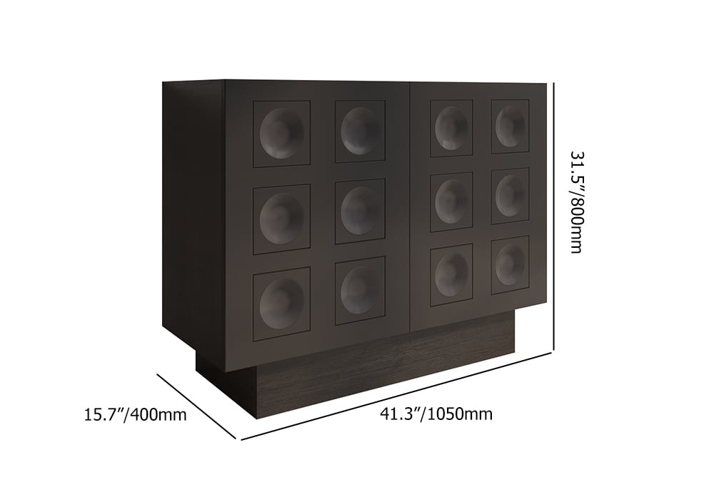 HMR - 41" Black Sideboard Buffet Doors&Drawers Modern Circle Patterned Kitchen Cabinet