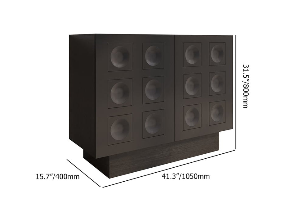 HMR - 41" Black Sideboard Buffet Doors&Drawers Modern Circle Patterned Kitchen Cabinet