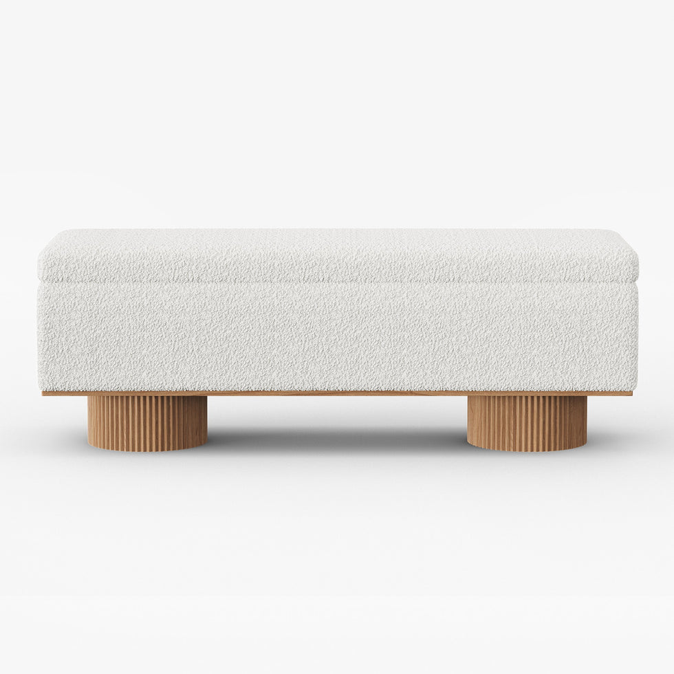 HMR - Teddy Fabric Fluffy Faux Fur Flip Top Wood Storage Bench