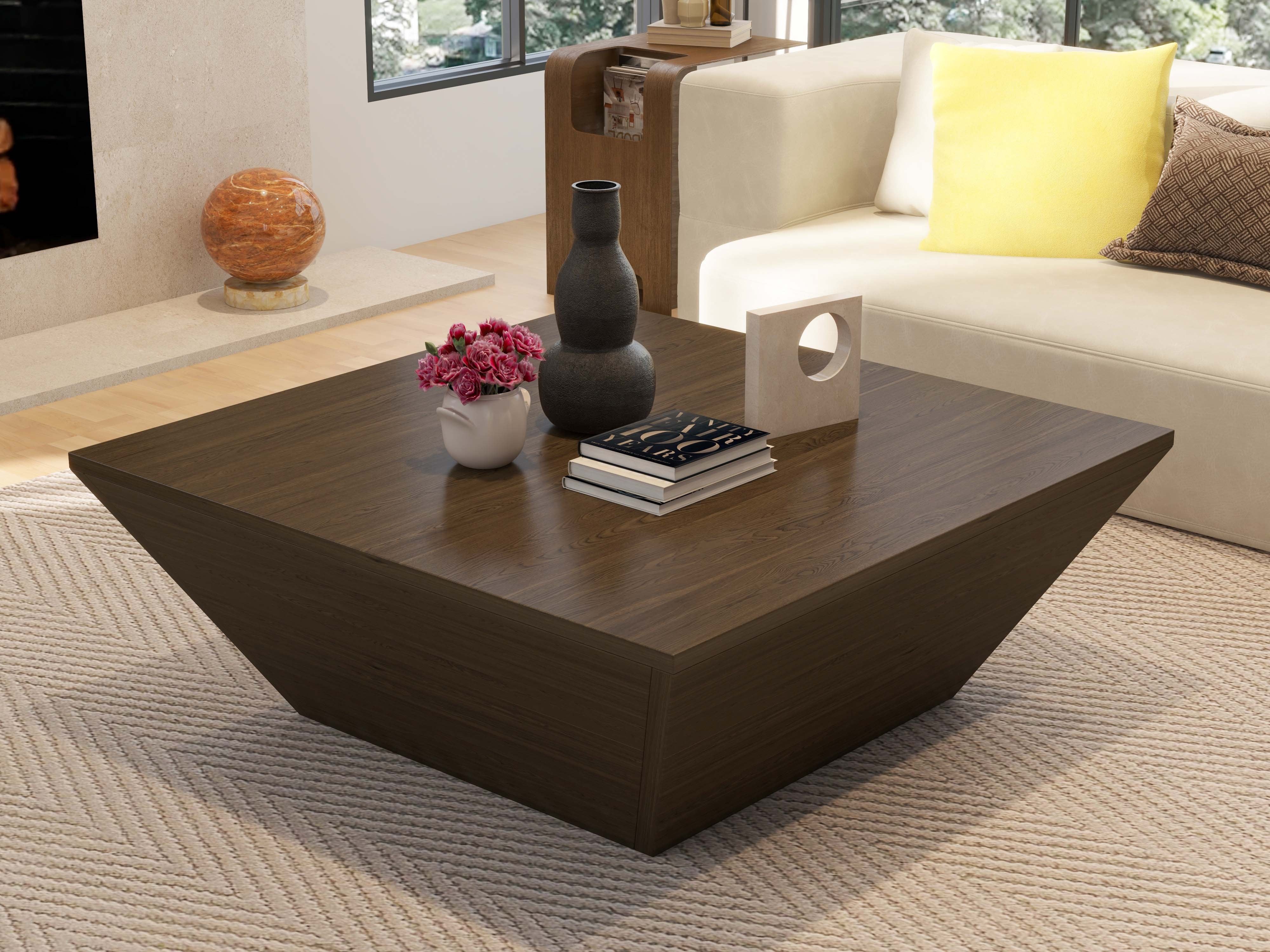 HMR - C-Shaped Convertible Wood Side Table with Storage