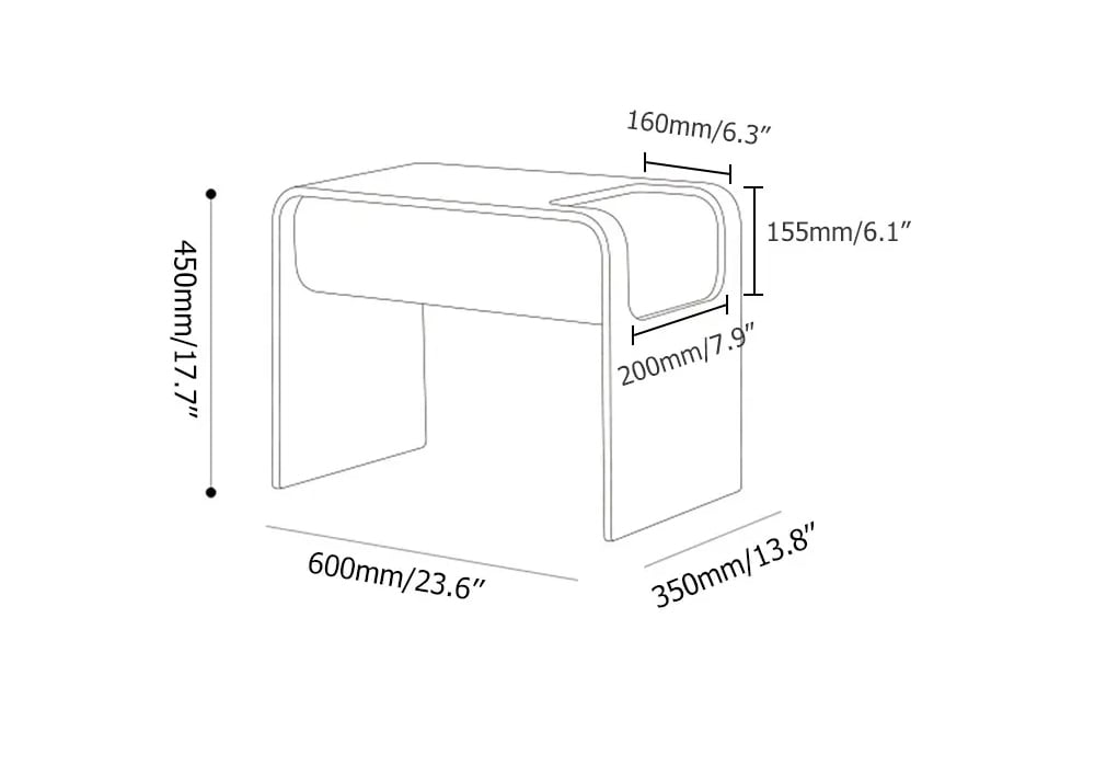 HMR - C-Shaped Convertible Wood Side Table with Storage