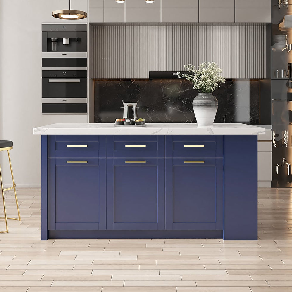 HMR - 72" Modern Style Laminate Kitchen Islands with Multi-Storage