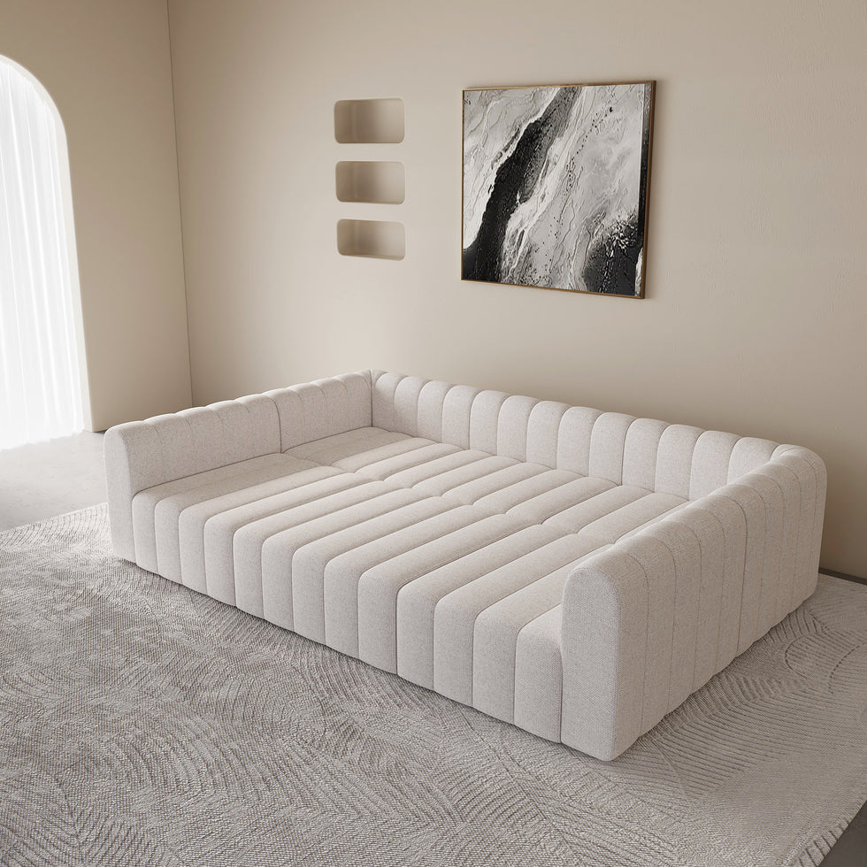 HMR - 118.9" Modular Pit Sectional Sofa Set Convertible 6-Seater