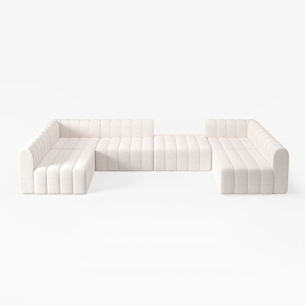 HMR - 118.9" Modular Pit Sectional Sofa Set Convertible 6-Seater