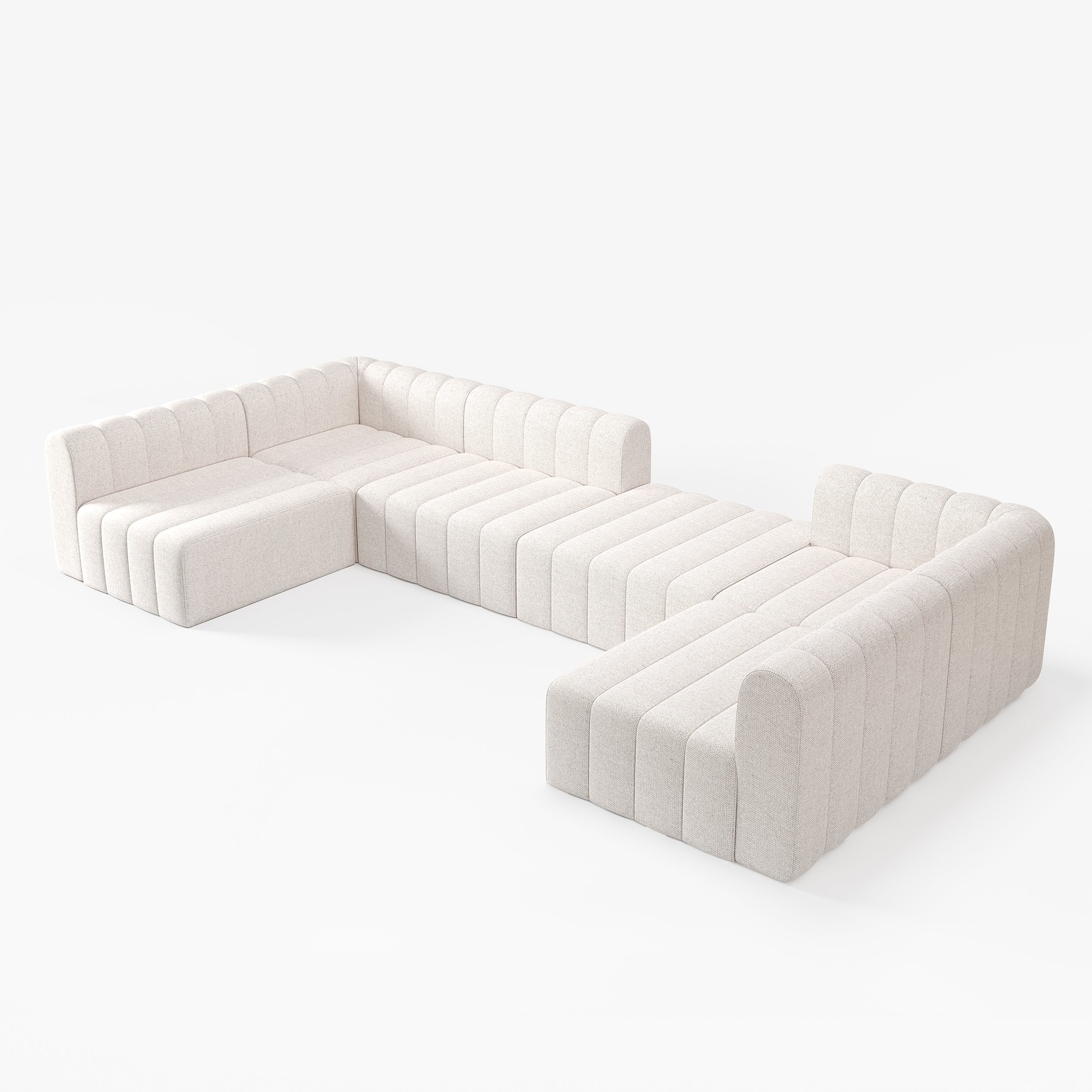 HMR - 118.9" Modular Pit Sectional Sofa Set Convertible 6-Seater