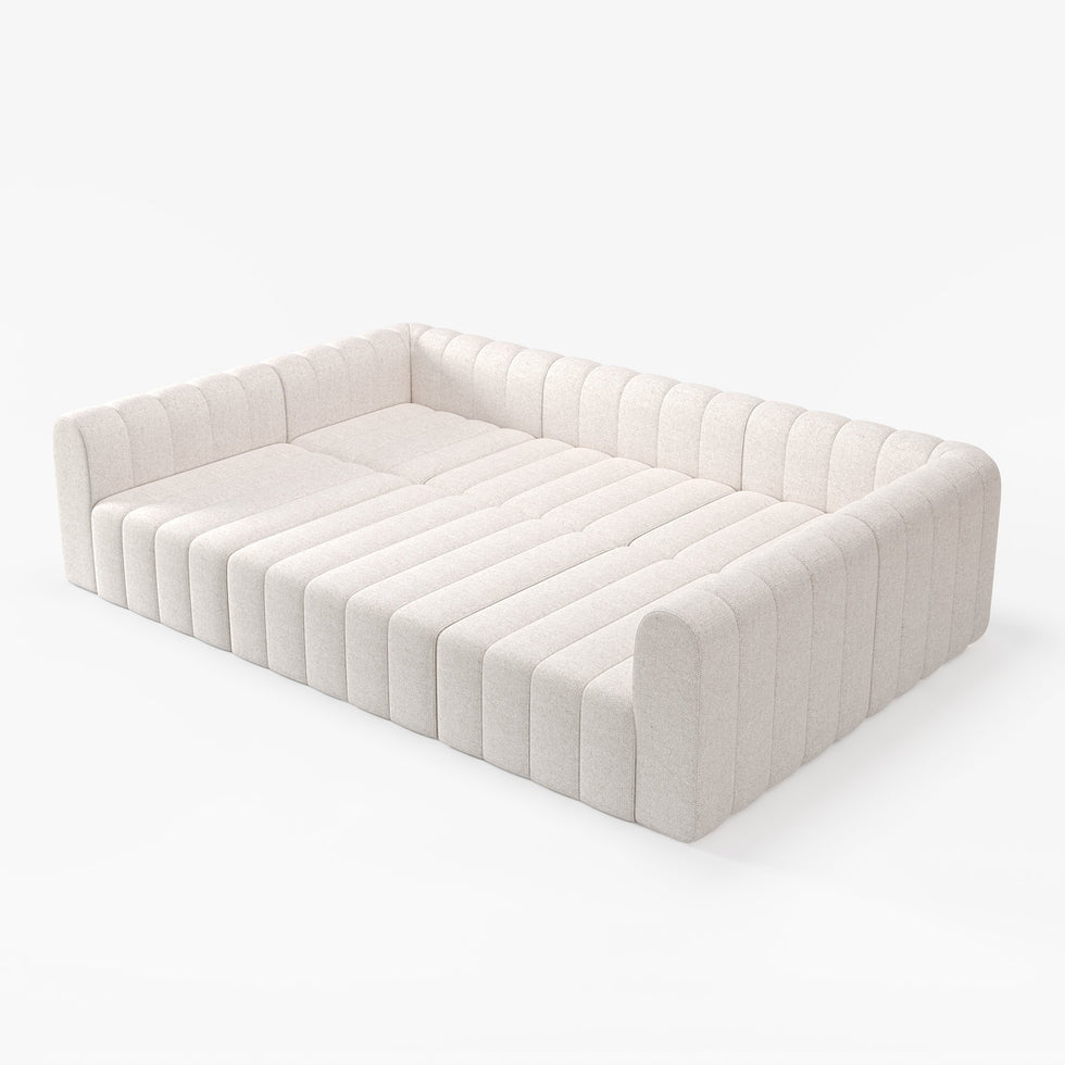 HMR - 118.9" Modular Pit Sectional Sofa Set Convertible 6-Seater