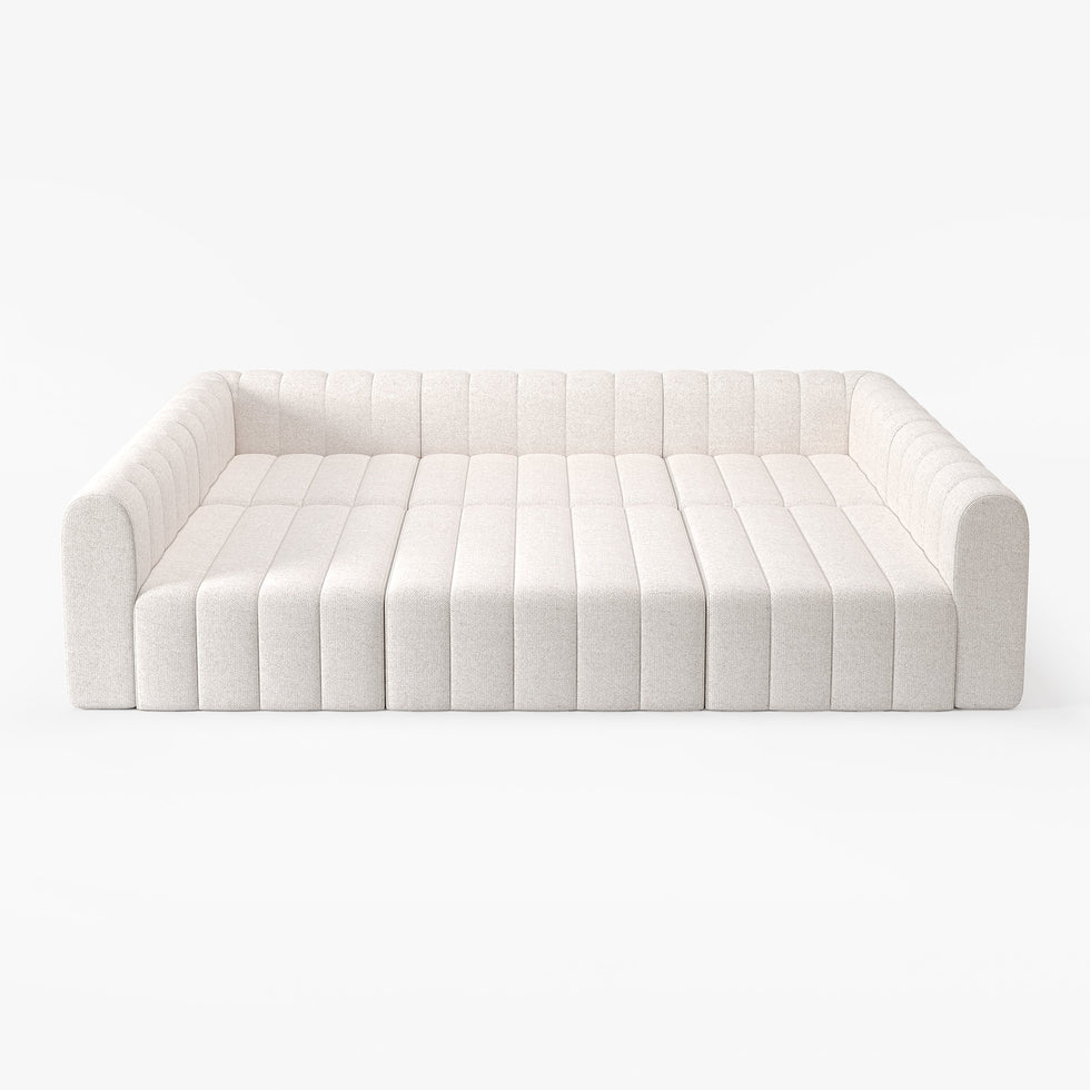 HMR - 118.9" Modular Pit Sectional Sofa Set Convertible 6-Seater