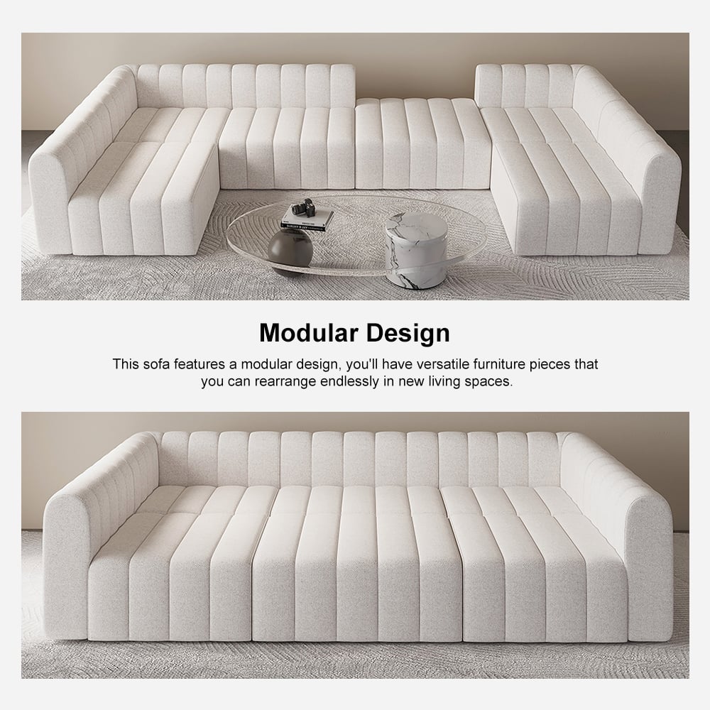 HMR - 118.9" Modular Pit Sectional Sofa Set Convertible 6-Seater