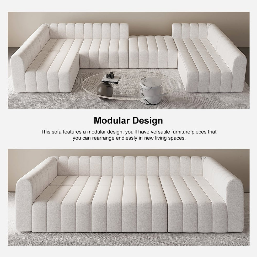HMR - 118.9" Modular Pit Sectional Sofa Set Convertible 6-Seater