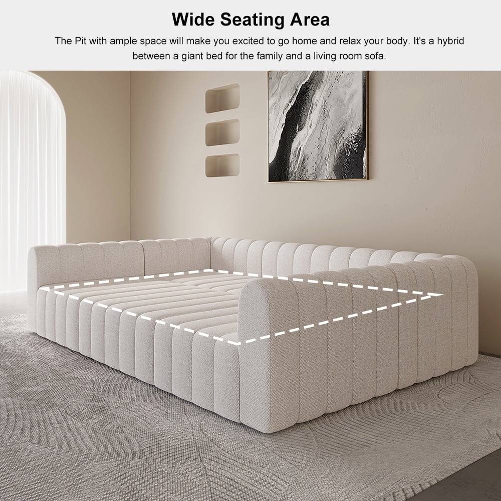 HMR - 118.9" Modular Pit Sectional Sofa Set Convertible 6-Seater