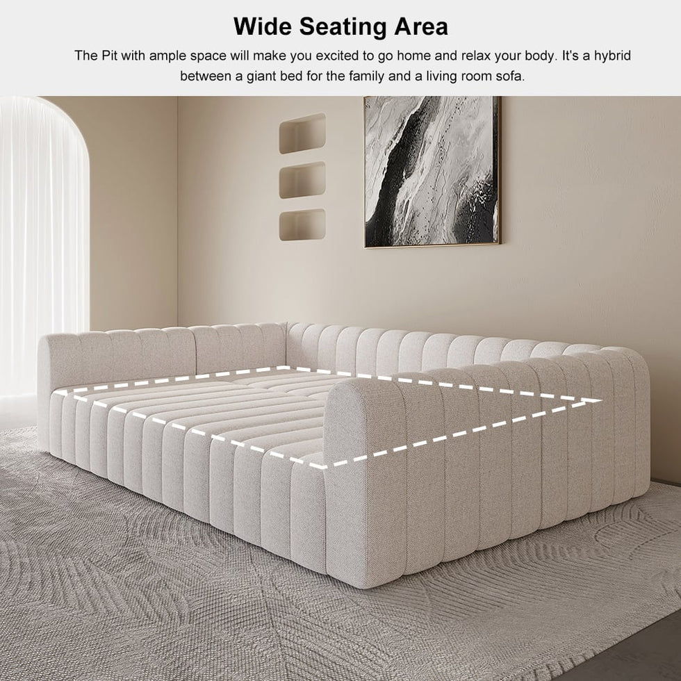 HMR - 118.9" Modular Pit Sectional Sofa Set Convertible 6-Seater