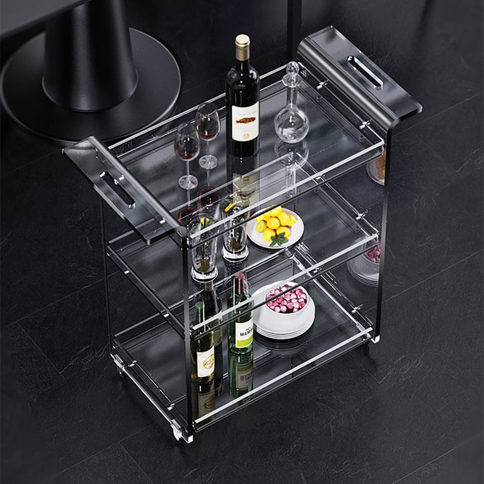 HMR - 27.6" Modern Acrylic Bar Cart with Handles
