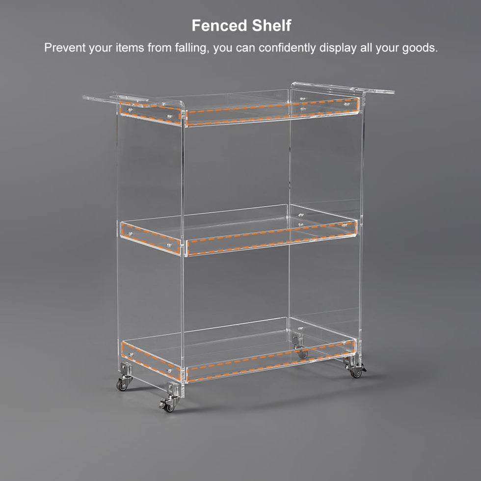 HMR - 27.6" Modern Acrylic Bar Cart with Handles