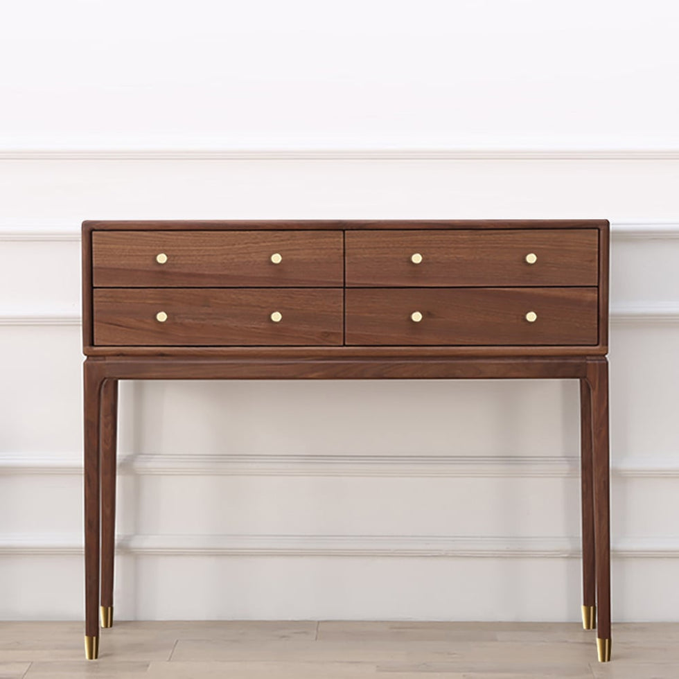 HMR - 39" Mid Century Modern Console Table with Storage Walnut Wood Entryway Table 4 Drawers
