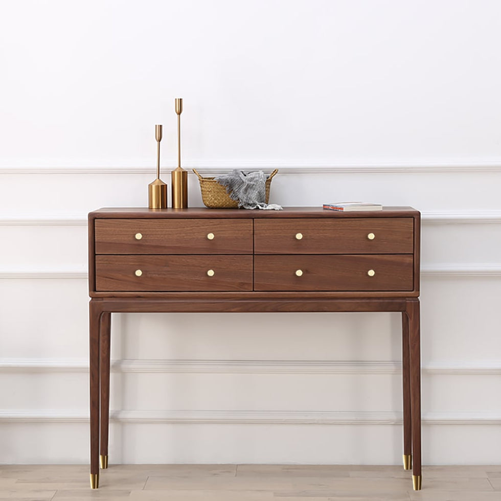 HMR - 39" Mid Century Modern Console Table with Storage Walnut Wood Entryway Table 4 Drawers