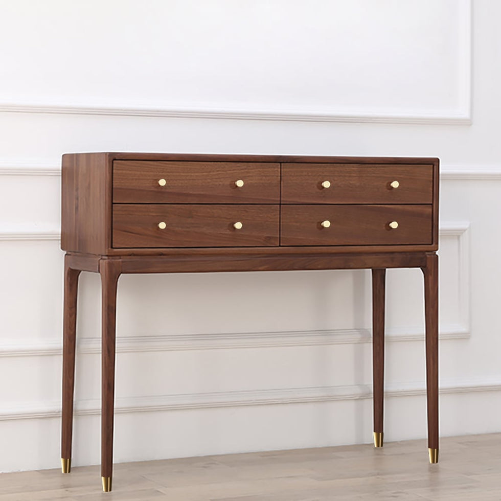 HMR - 39" Mid Century Modern Console Table with Storage Walnut Wood Entryway Table 4 Drawers