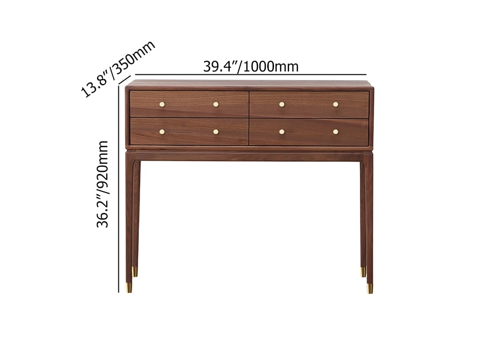 HMR - 39" Mid Century Modern Console Table with Storage Walnut Wood Entryway Table 4 Drawers