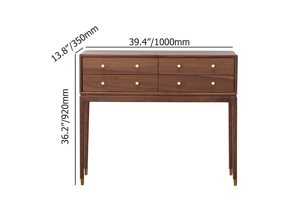 HMR - 39" Mid Century Modern Console Table with Storage Walnut Wood Entryway Table 4 Drawers