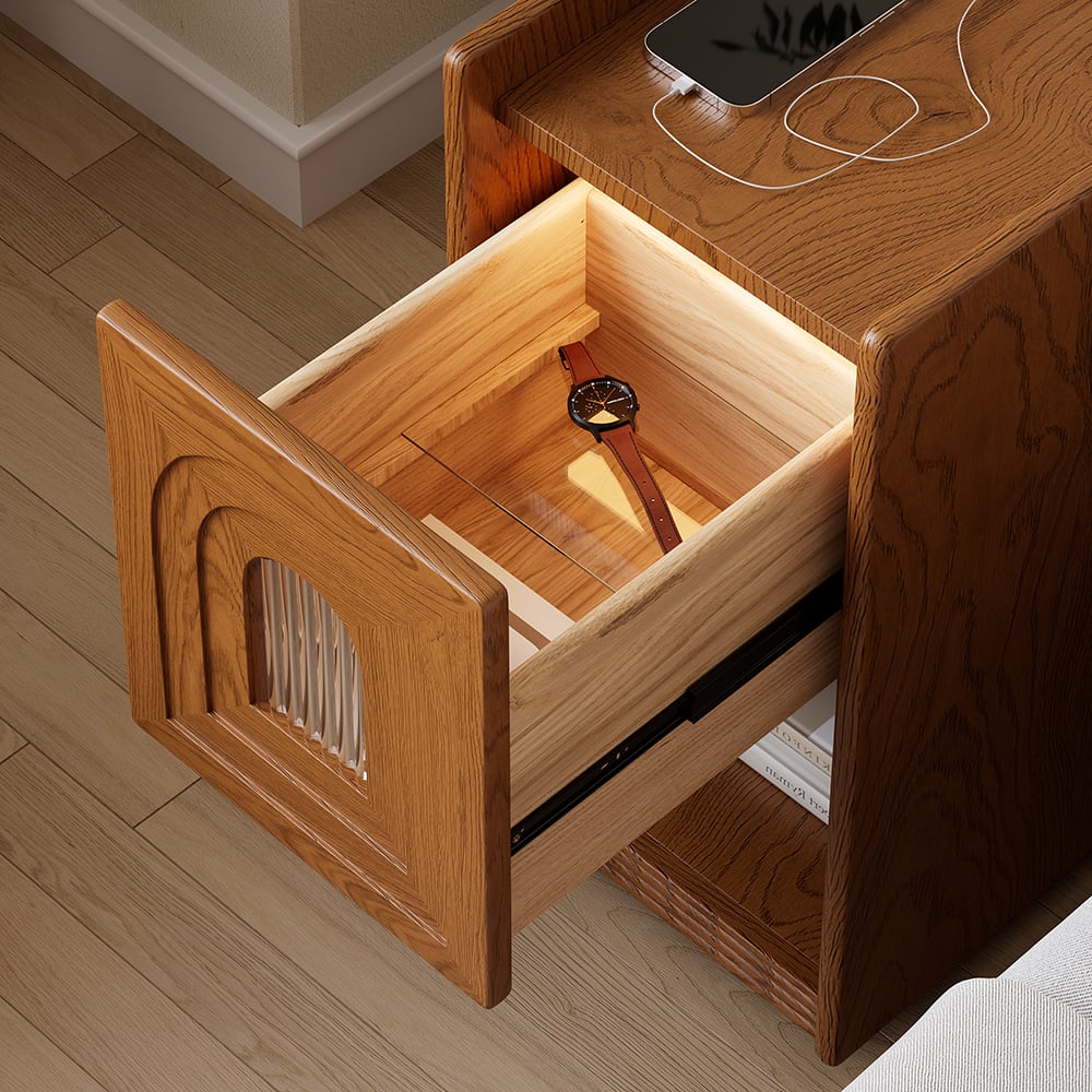 HMR - Mid-Century Modern Narrow Smart Nightstand