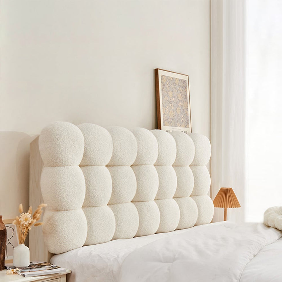 HMR - Modern Queen Tufted Upholstered Boucle Headboard Pillow