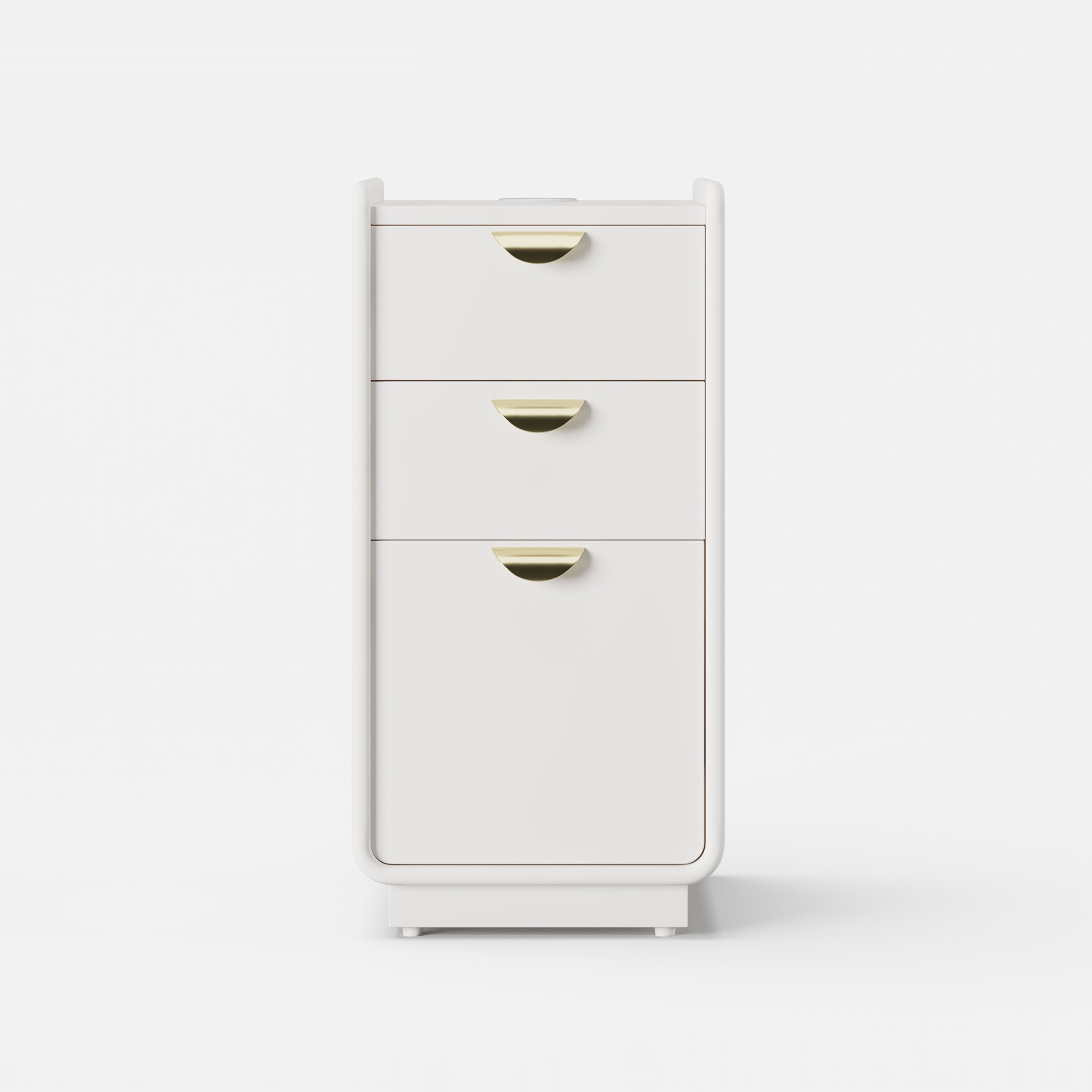 HMR - 12" White Leather Narrow Nightstand with Wireless Charger