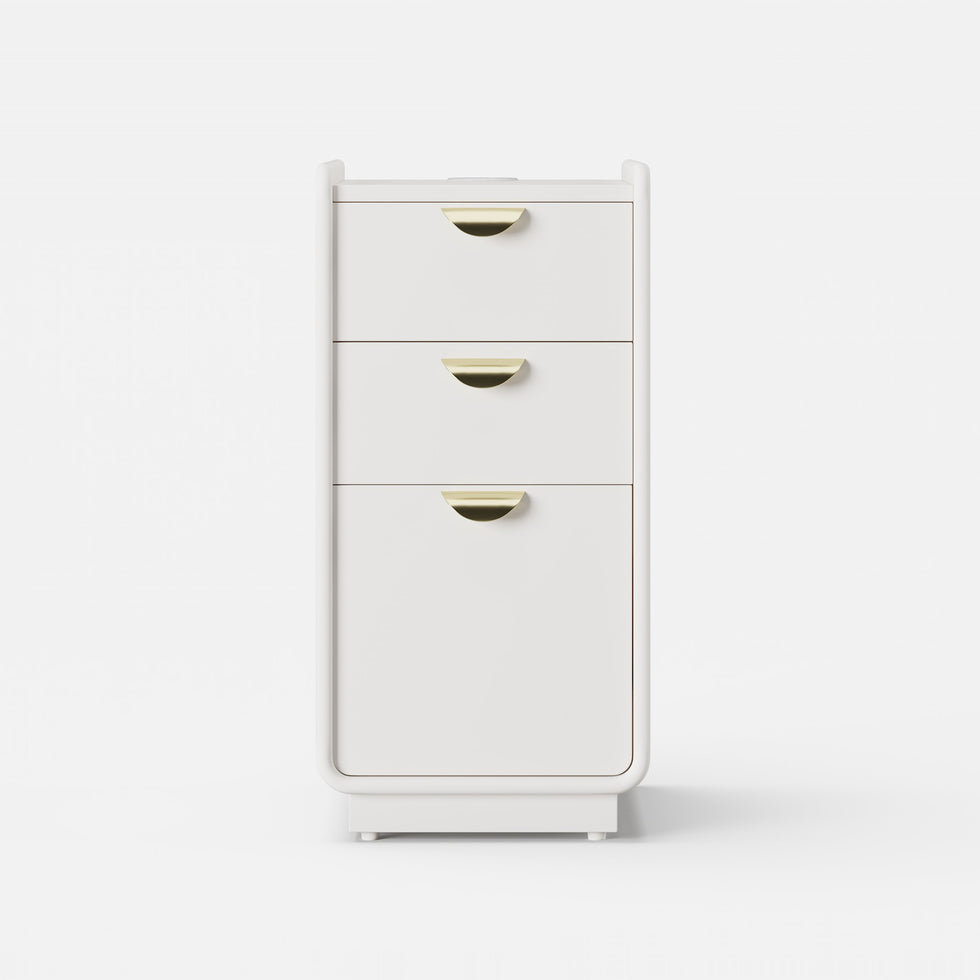 HMR - 12" White Leather Narrow Nightstand with Wireless Charger