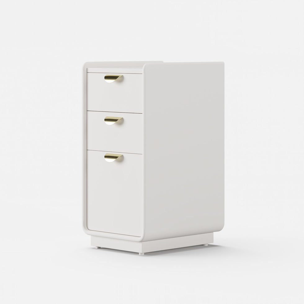 HMR - 12" White Leather Narrow Nightstand with Wireless Charger