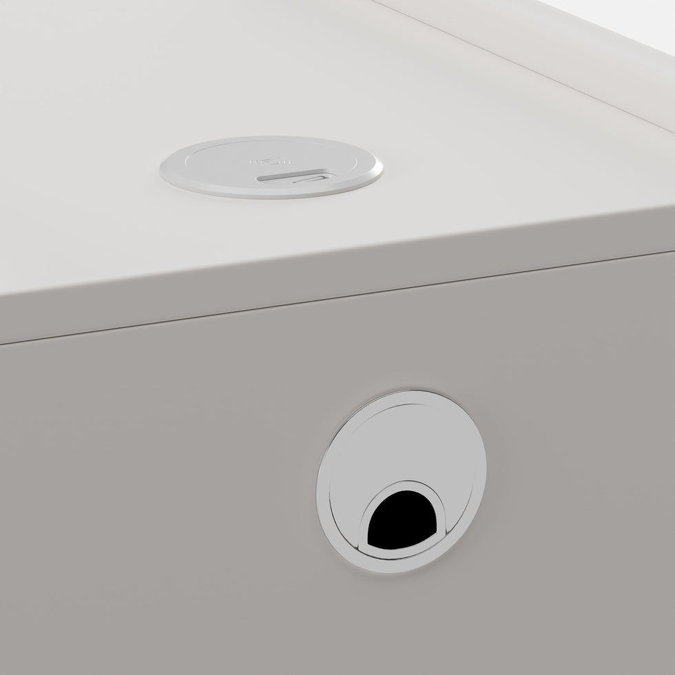 HMR - 12" White Leather Narrow Nightstand with Wireless Charger