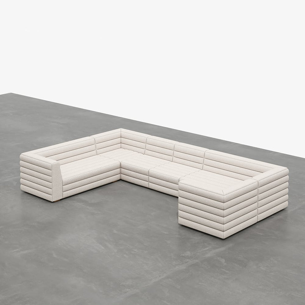 HMR - 126" U-Shaped Modern Modular Sectional Sofa for 8 Seaters