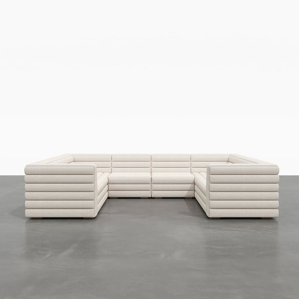 HMR - 126" U-Shaped Modern Modular Sectional Sofa for 8 Seaters
