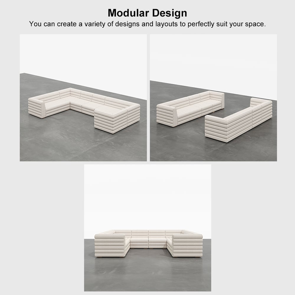 HMR - 126" U-Shaped Modern Modular Sectional Sofa for 8 Seaters