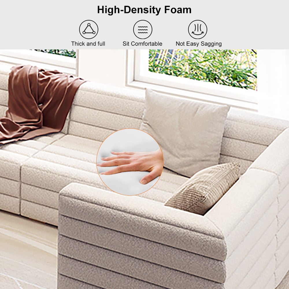 HMR - 126" U-Shaped Modern Modular Sectional Sofa for 8 Seaters