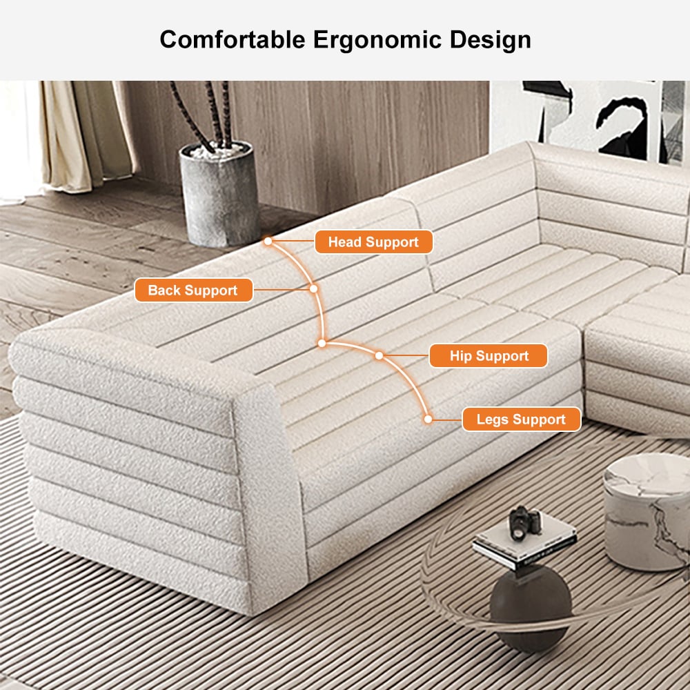 HMR - 126" U-Shaped Modern Modular Sectional Sofa for 8 Seaters