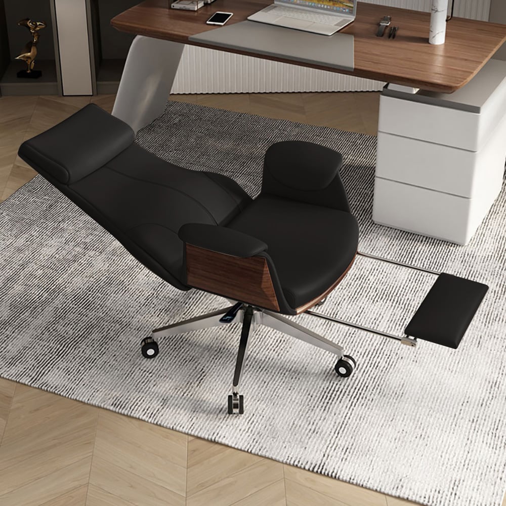 HMR - Reclining Leather Office Desk Chair High Back Adjustable Swivel Executive Chair