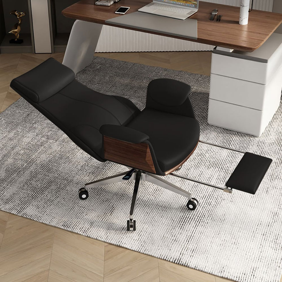 HMR - Reclining Leather Office Desk Chair High Back Adjustable Swivel Executive Chair