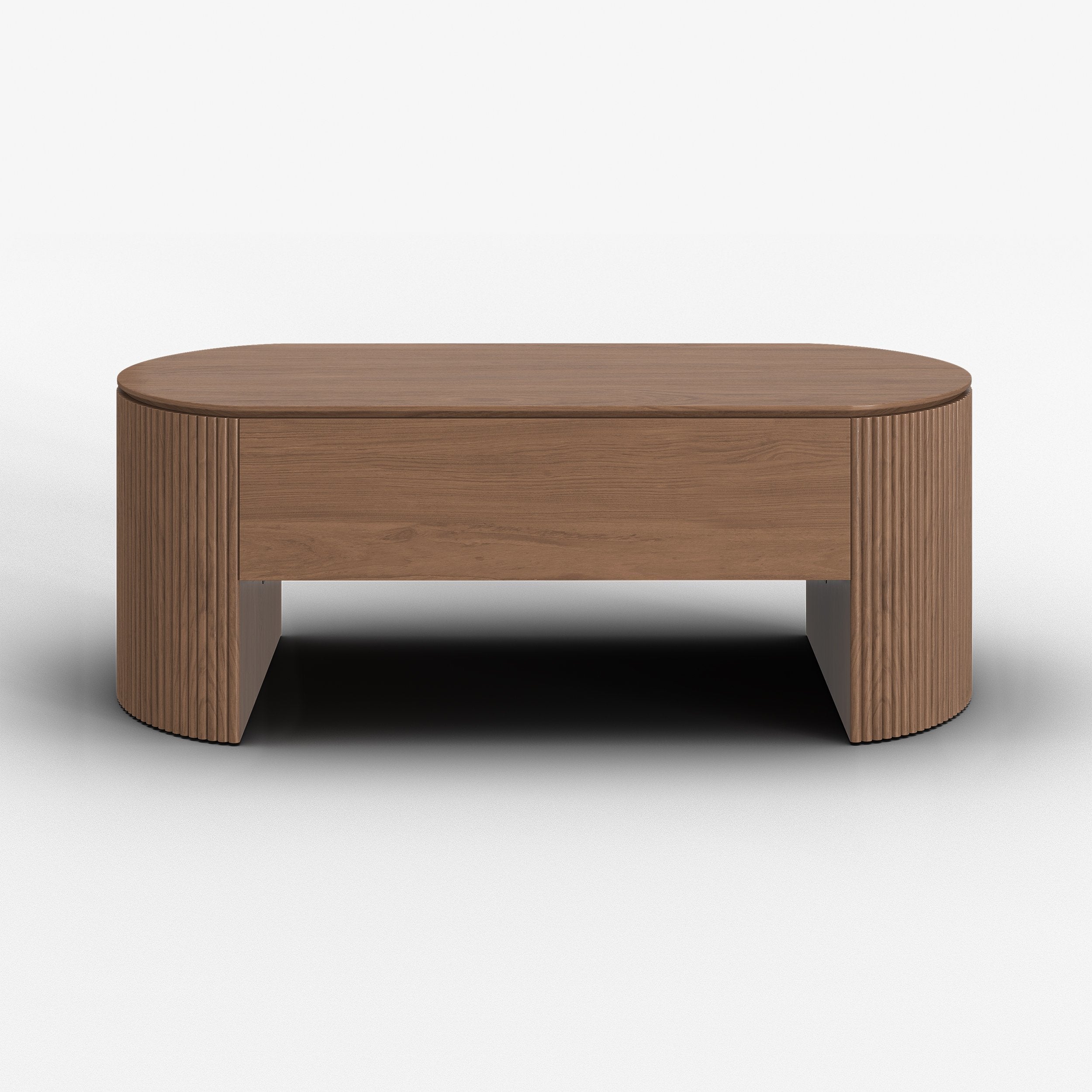 HMR - 47" Oval Walnut Lift Top Mid-Century Modern Coffee Table