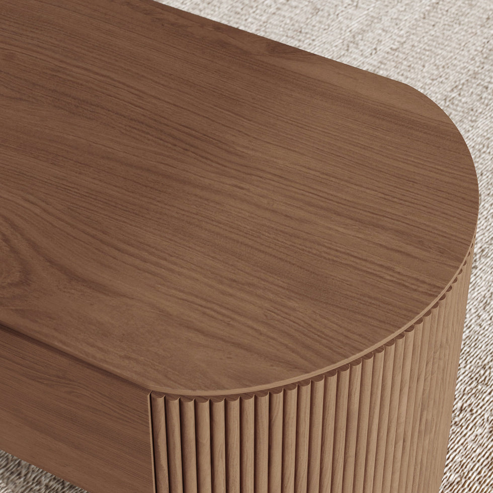 HMR - 47" Oval Walnut Lift Top Mid-Century Modern Coffee Table